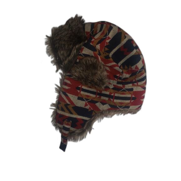 SWISS TECH Aztec Print Faux Fur Wool Blend Unisex Trapper Hat One Size main image 10